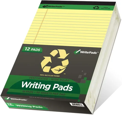 Vista 16 de KAISA Blocs de notas de tamaño legal amarillos 12blocs, hojas en papel reciclado de 5 x 8 pulgadas, con líneas estrechas, papel rayado pequeño