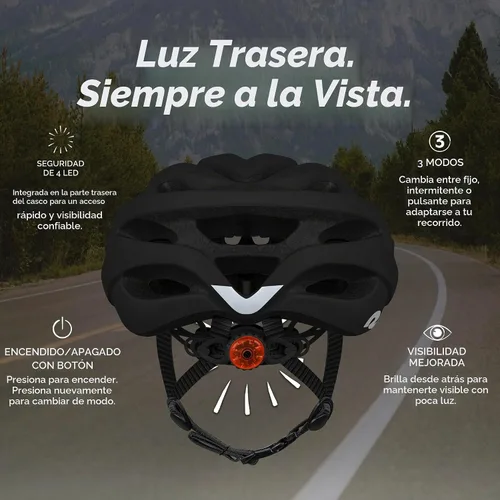 Vista 6 de Casco Retrospec Silas para Bicicleta de Carretera con 24 Ventilaciones y Luz de Seguridad LED Integrada - Protección Ciclista Ajustable para Adultos