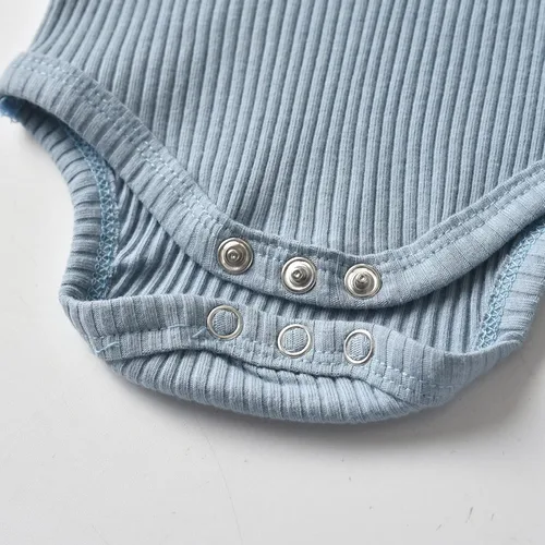 Vista 5 de Derouetkia Conjunto de ropa de algodón acanalado de manga larga y pantalones para bebé recién nacido