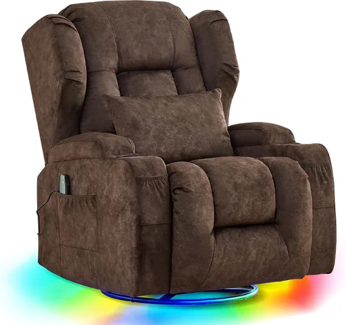 Vista 11 de URRED Silla reclinable giratoria eléctrica con masaje y calor, juego de 1 Negro