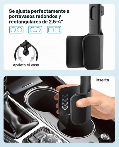 Vista 2 de Soporte para tablet para portavasos de coche, base abierta que ahorra