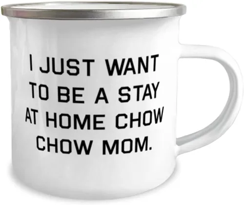 Vista 2 de Taza Chow Chow Chow Dog de 12 oz con texto en inglés "I Just Want to Be a Stay at Home Chow Chow Mom. Chow Chow Dog Taza, Regalos únicos para perros