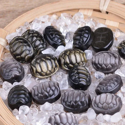 Vista 7 de 3 cuentas con colgante de concha de obsidiana de plata dorada de cristal natural tallado, curación