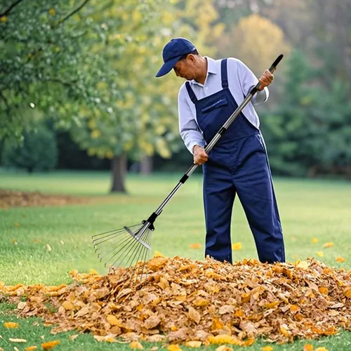 Vista 6 de Rastrillo de jardín para hojas, rastrillo de hojas ajustable de metal resistente para césped, mango largo de 33 a 69 pulgadas con cabeza expandible