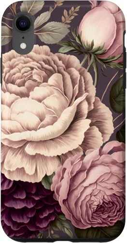 Vista 25 de Elegant Blush Pink & Purple Vintage Floral Rose & Peony Case for iPhone 17
