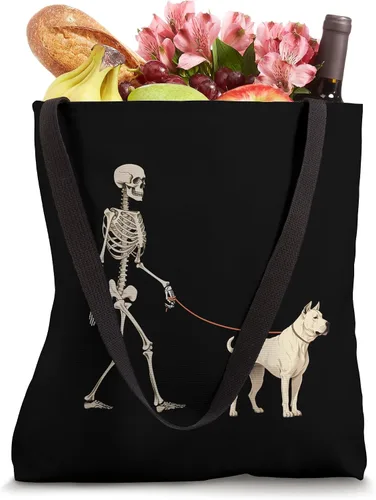 Vista 4 de Funny Dogo Argentino Skeleton Dog Walking Halloween Tote Bag