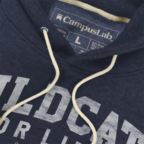 Vista 3 de Campus Lab Colección de sudadera con capucha unisex para adultos, con frase de espíritu desgastado, universitaria