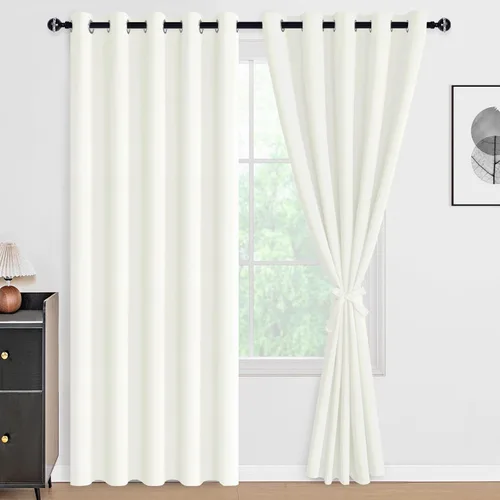 Vista 141 de DWCN - Cortinas 100% opacas para dormitorio con forro negro, cortinas de ventana de doble capa con aislamiento térmico que oscurecen toda la Azul