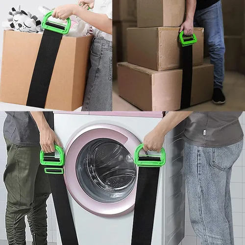 Vista 6 de Correas móviles, paquete de 2 correas de elevación móviles con mango ajustable para 1 persona para mover muebles, electrodomésticos, objetos