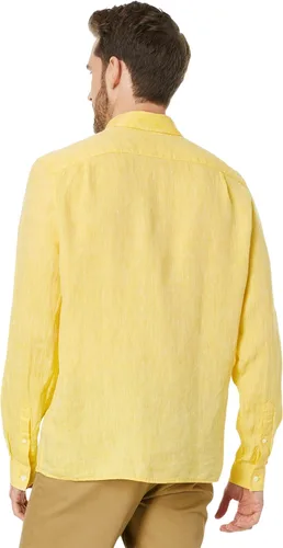Vista 2 de Lacoste Manga larga para hombre, ajuste regular, lino con botones y bolsillo frontal