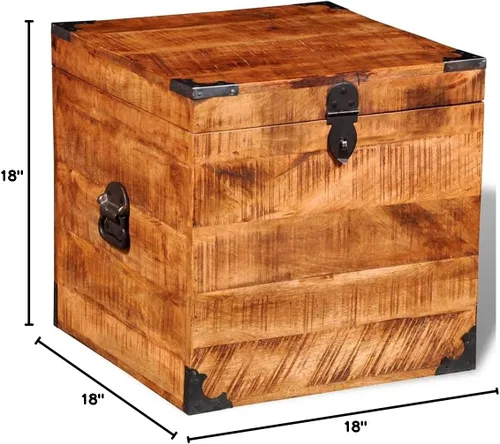 Vista 10 de Cofre de almacenamiento cúbico,Caja de herramientas de madera,Cofre del tesoro grande, Caja de herramientas de madera,Puramente hecho a mano,Madera