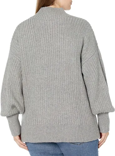 Vista 5 de The Drop INES - Suéter grueso acanalado con cuello alto falso para mujer
