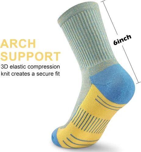Vista 3 de cuangya Calcetines deportivos de compresión acolchados para mujer, 5 pares