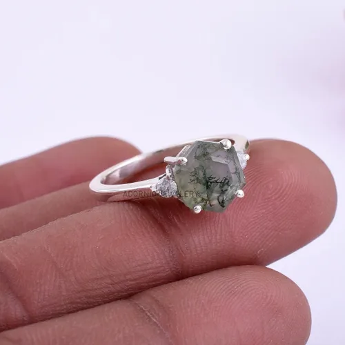 Vista 16 de Anillo de plata de ley 925 para mujer, anillo de diamantes de imitación de aguamarina de plata esterlina, anillo Art Deco de marzo, piedra natal