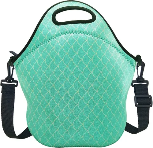 Vista 10 de YOUDA Bolsa de almuerzo aislada de neopreno para el hombro, bolsas para mujeres y hombres, trabajo, oficina, al aire libre, picnic, viajes (azul)