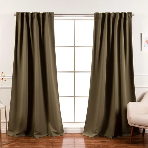 Vista 13 de Best Home Fashion Paneles de cortinas opacas de alta calidad, con aislamiento térmico sólido, cortinas opacas para tratamiento de ventanas