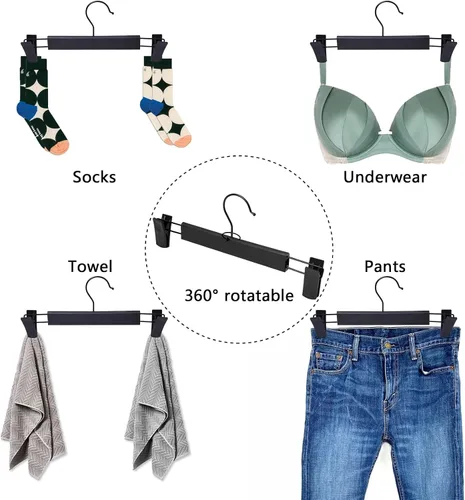 Vista 5 de NORTHERN BROTHERS Perchas para pantalones con clips, paquete de 30 perchas para falda de color negro resistentes para mujeres, hombres, niños