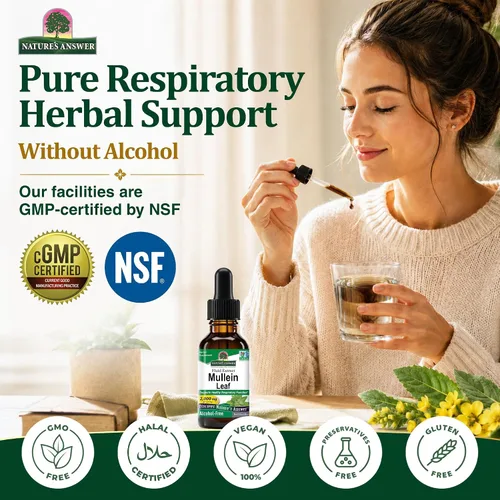 Vista 10 de Nature's Answer Suplemento de hierbas de hoja de gordolobo, 1 oz, sin OMG, sin gluten