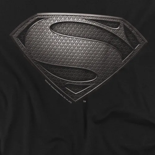 Vista 5 de Popfunk Camiseta negra clásica de Superman Man of Steel Movie Grey Shield