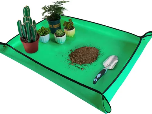 Vista 13 de HNXTYAOB 2 PCS Alfombrilla de Trasplante de 27" x 27" para Plantas de Interior y Control de Desorden, Bandeja para Macetas Engrosada e Impermeable