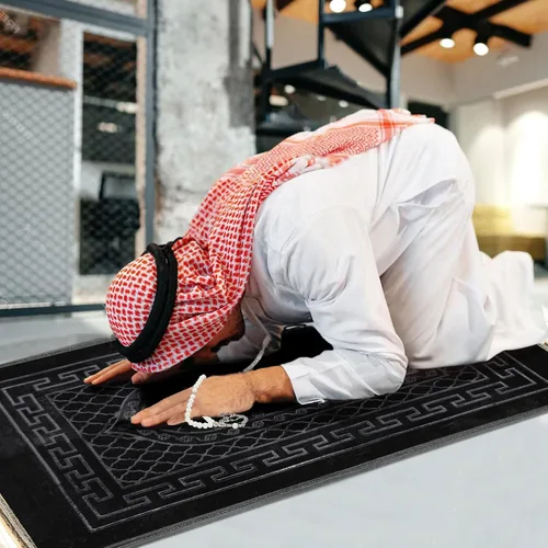 Vista 2 de FUMMI Alfombra de oración musulmana acolchada suave con cuentas Tasbih, gruesa alfombrilla de oración islámica antideslizante, lujoso Janamaz