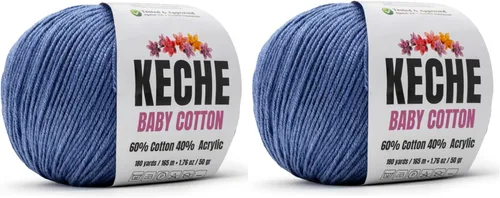 Vista 110 de Keche Hilo de Algodón, 60% Algodón 40% Hilo Acrílico, Hilo de Algodón Suave para Crochet y Tejer, Hilo Amigurumi 1 Madeja/Bola 1.76 Oz (50g) / 180