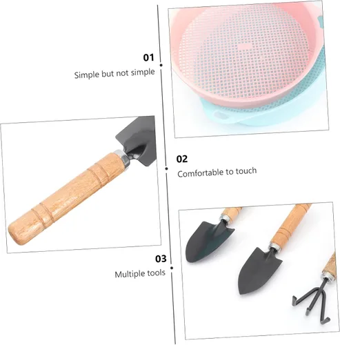Vista 5 de HANABASS Gardening Screen Set 5pcs Soil Sieves Rake Trowels Planting Shovels Hand Tools for Use