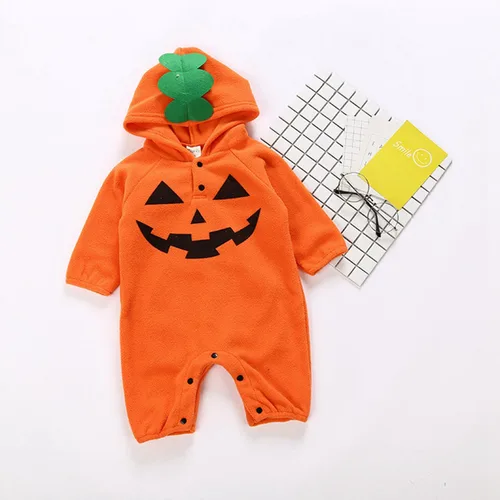 Vista 5 de Le SSara Disfraz de calabaza de Halloween con capucha para bebé, disfraz de Navidad