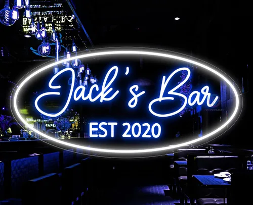 Vista 10 de Letrero de barra de neón personalizado – Letrero de luz personalizado para decoración de bar del hogar, salón o cueva de hombre (grabado rectangular)