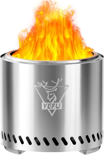 Vista 18 de YEFU Hoguera de mesa portátil: estufa de bajo humo para exteriores y patio, fogata de mesa de combustión segura alimentada por pellets y madera