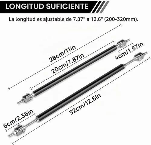 Vista 2 de Varillas de soporte divisoras, varillas de puntal divisor universal de 7.87 pulgadas, barra de puntal de labio frontal ajustable, 2 piezas, difusor