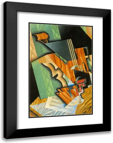 Vista 5 de ArtDirect Gris, Juan 18x24 Black Modern Framed Art Print Titled: Violin and Glass I Black Modern Wood Frame