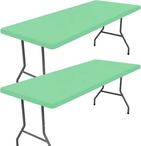 Vista 44 de Moosfor Paquete de 2 manteles rectangulares de elastano de 4 pies, elásticos y ajustables para pícnic, cubierta de mesa de patio elástica y lavable
