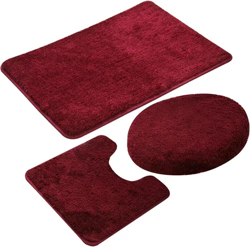 Vista 9 de Juego de 3 piezas de alfombras de baño, alfombrillas antideslizantes para pisos, alfombrilla ultra suave, absorbente y cómoda en forma de U