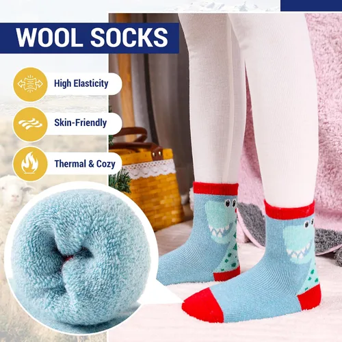 Vista 9 de Eocom 6 pares de calcetines de invierno cálidos de lana para niños y niñas