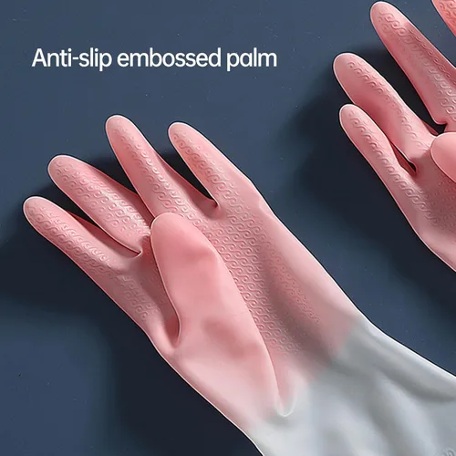 Vista 3 de Guantes de goma para lavavajillas, guantes de limpieza para mujeres, guantes de lavado de platos, talla M. Perfectos para mujeres y hombres