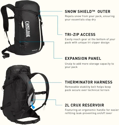 Vista 7 de CamelBak SnoBlast 22 Snow Hydration Pack with 70oz Crux Reservoir, Insulated Design and Ski Carry for All Day Winter Riding