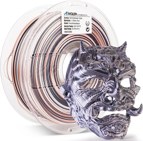 Vista 38 de AMOLEN Filamento PLA de Seda para Impresora 3D, Filamento PLA Kingfisher Rainbow Multicolor Brillante 1.75mm, Filamento de Impresión 3D PLA