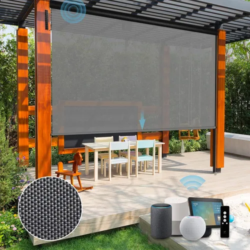 Vista 10 de SmartWings Persianas motorizadas para patio al aire libre con control remoto, compatibles con Alexa/Google/Homekit, resistentes a la intemperie