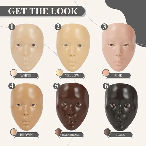 Vista 2 de Hongmed Cara de práctica de maquillaje, tabla de práctica de maquillaje con 1 pintura facial y 2 pinceles de maquillaje para pintura facial