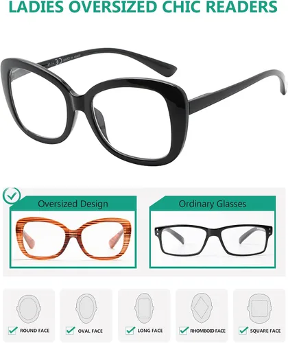 Vista 4 de Eyekepper Paquete de 4 lentes de lectura elegantes para mujeres de gran tamaño +0.50