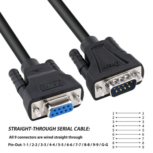 Vista 3 de DTech Cable serie de puerto COM macho a hembra RS232 de 1.5 pies, extensión recta de 9 pines (1.6 ft, negro)