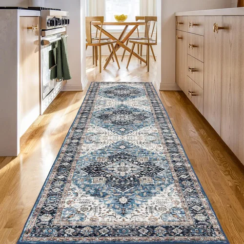Vista 17 de Alfombra de área de 5 x 7, alfombra bohemia vintage, ultra suave, de pelo bajo, lavable, antideslizante, resistente a las manchas, alfombra impresa