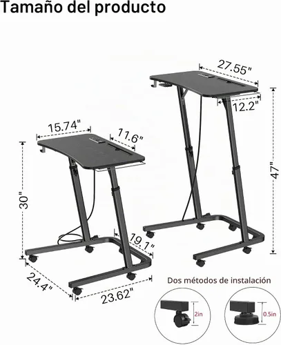 Vista 2 de Escritorio de pie de altura ajustable para almohadilla para caminar Negro
