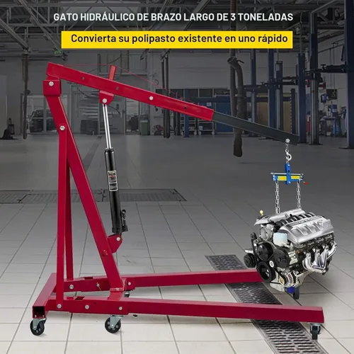 Vista 2 de VEVOR Gato hidráulico de brazo largo, con bomba de pistón individual y base de horquilla, recogedor manual de cereza con mango, para grúas