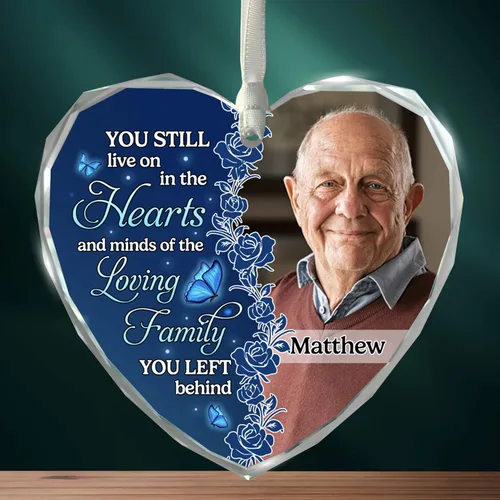 Vista 12 de Adorno de cristal conmemorativo personalizado – Pérdida de papá, mamá, tío, regalo de condolencia de condolencia, en memoria amorosa, recuerdo