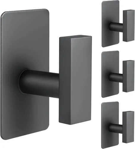 Vista 7 de Paquete de 4 ganchos adhesivos para toallas de baño, ganchos de pared de acero inoxidable resistentes para baño, cocina, colgar toallas, abrigos