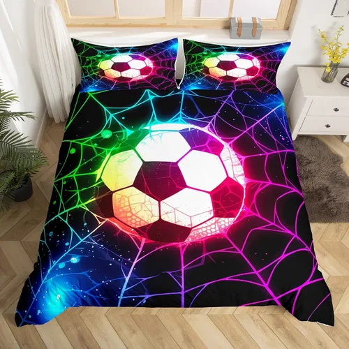 Vista 29 de Juego de funda de edredón con lazo de dibujos animados para niñas, tamaño individual, juegos de ropa de cama de princesa con lazo para niños, 2 Azul