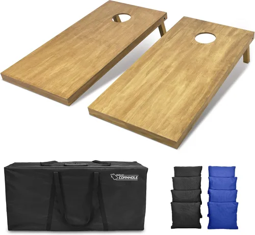 Vista 28 de GoSports 4 ft x 2 ft Regulation Size Wooden Cornhole Boards Set with Light Brown Finish - Includes Carrying Case and Bean Bags Negro- gris