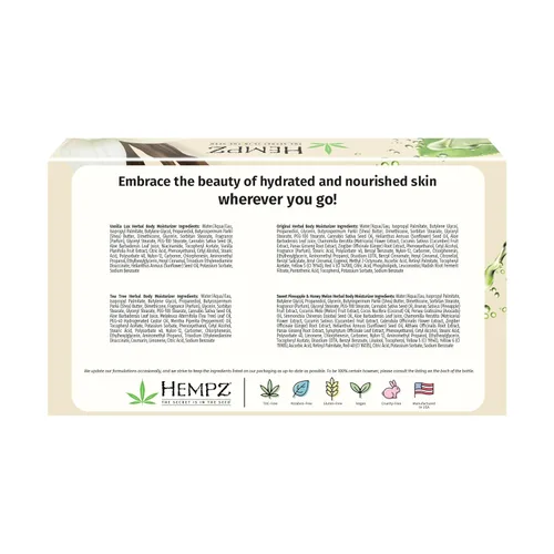 Vista 2 de Hempz Beauty Babe - Juego de viaje de 4 unidades, edición limitada, 2.25 onzas cada uno La fórmula botánica ayuda a cuidar la piel con el uso